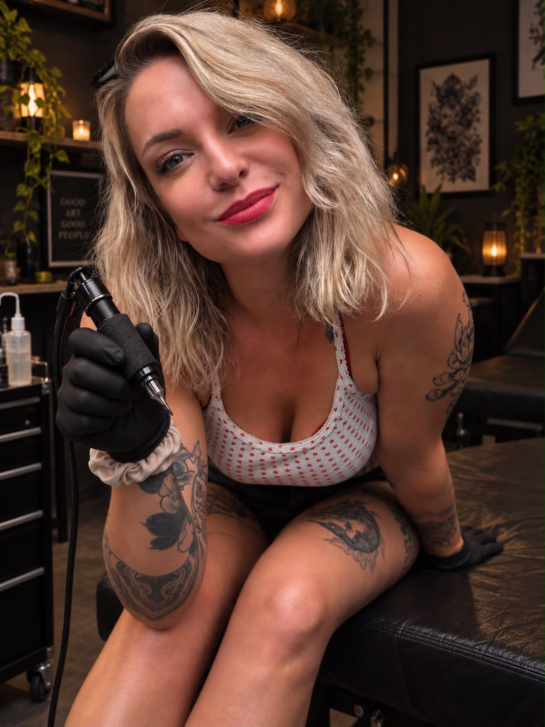 Charis im Tattoo-Studio